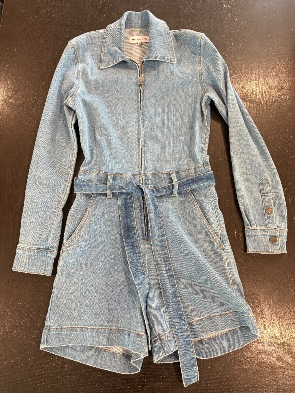 Rivet Utility Denim Shorts Jumpsuit Size XS